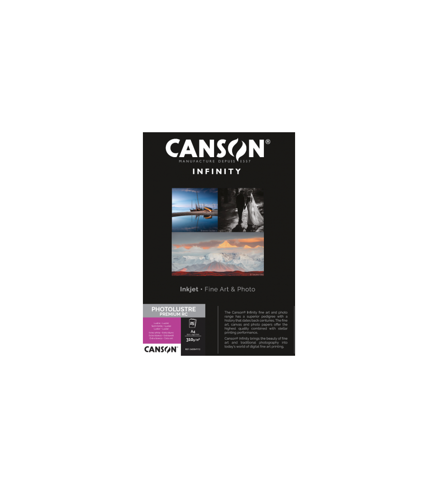 INFINITY CANSON PHOTOLUSTRE PREMIUM RC 310g/m² Boite de 25 feuilles A4